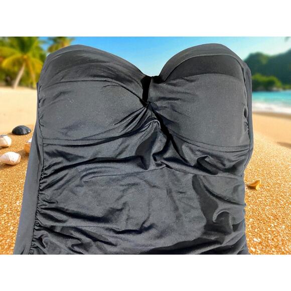 Anne Cole Black Strapless Swimsuit Women's Size 12 Black One Piece New With Tags - Picture 5 of 11